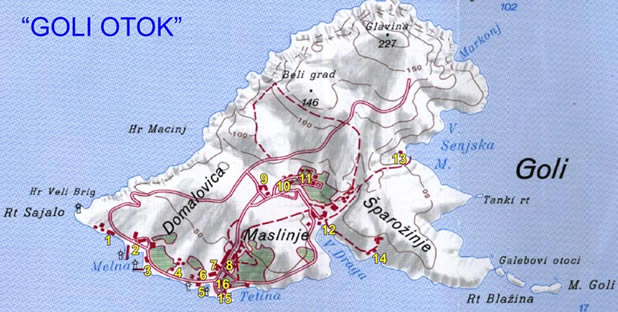 Goli otok map